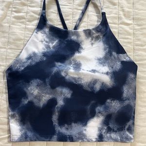 Old Navy Blue and White Sleeveless Crop Tank